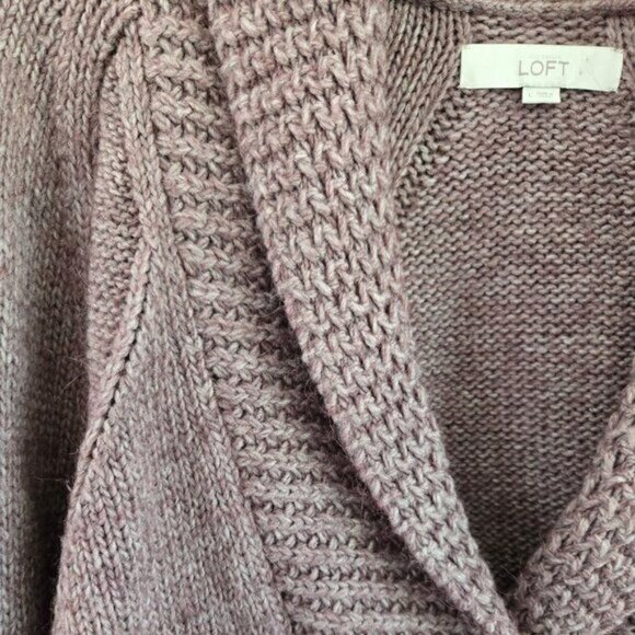 LOFT Large Womens Heather Purple Alpaca Blend Shawl Collar Sweater - Picture 3 of 5